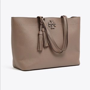 Sold Tory Burch McGraw large leather tote metallic
